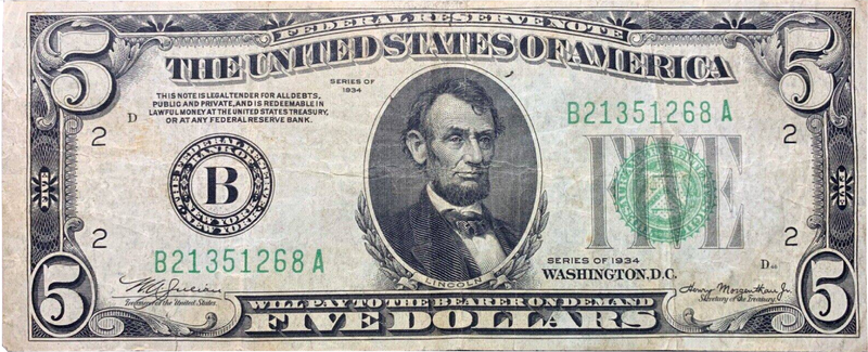 Five-dollar bill — JacksonJackson Junk Journal