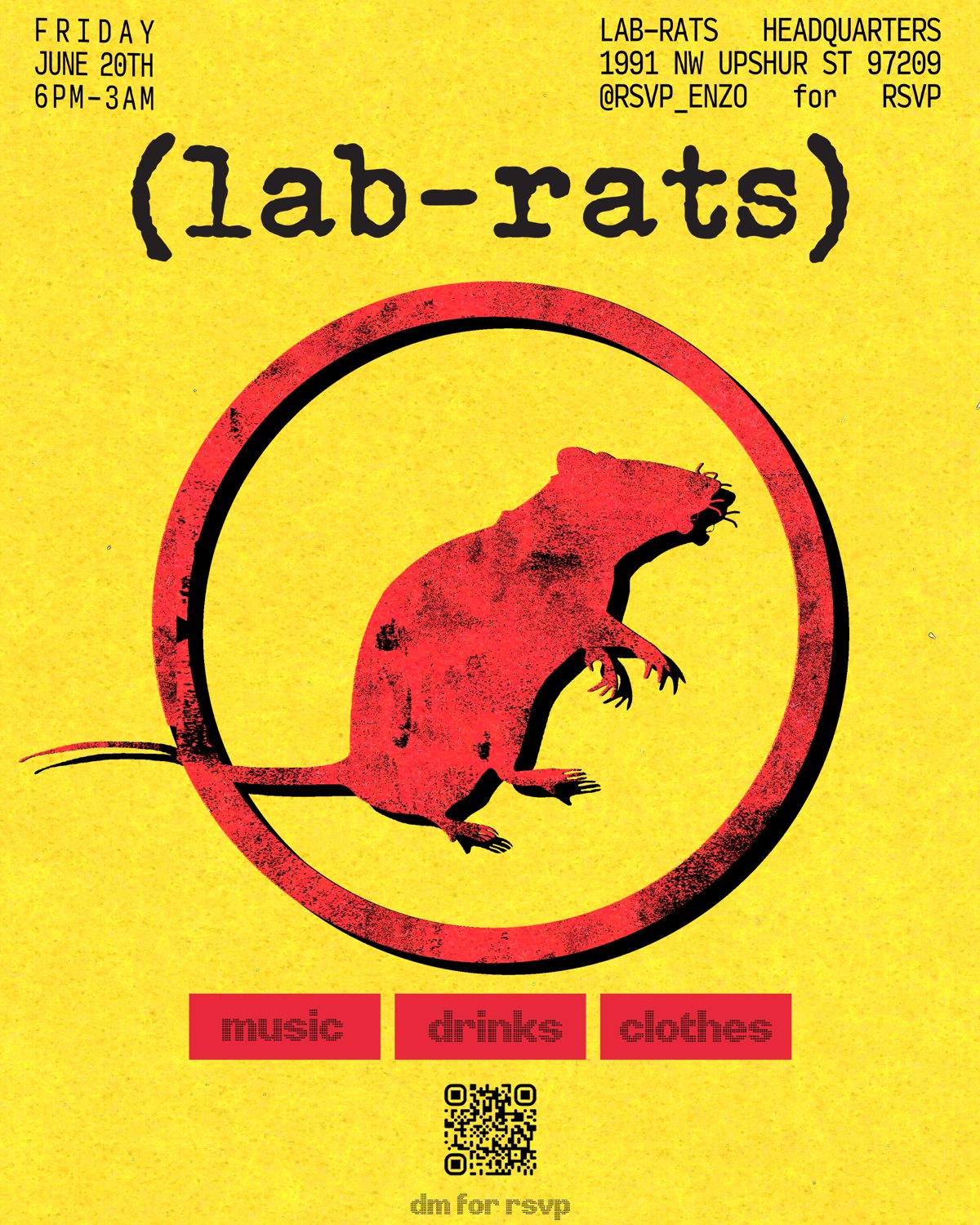 Event #001 poster — LAB RATS
