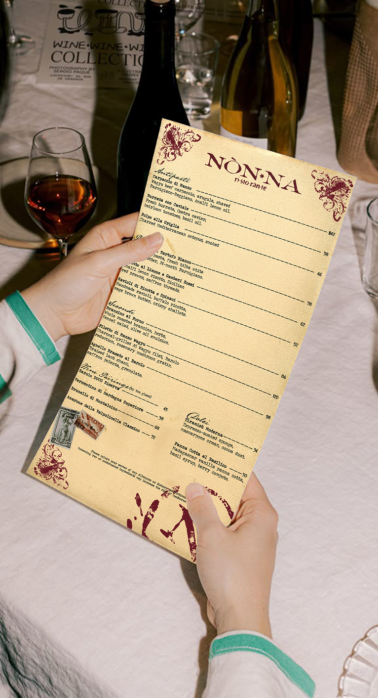 Menu in hand — Nòn·na Ristorante
