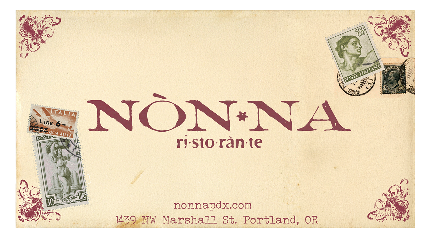 Envelope + chef card — Nòn·na Ristorante