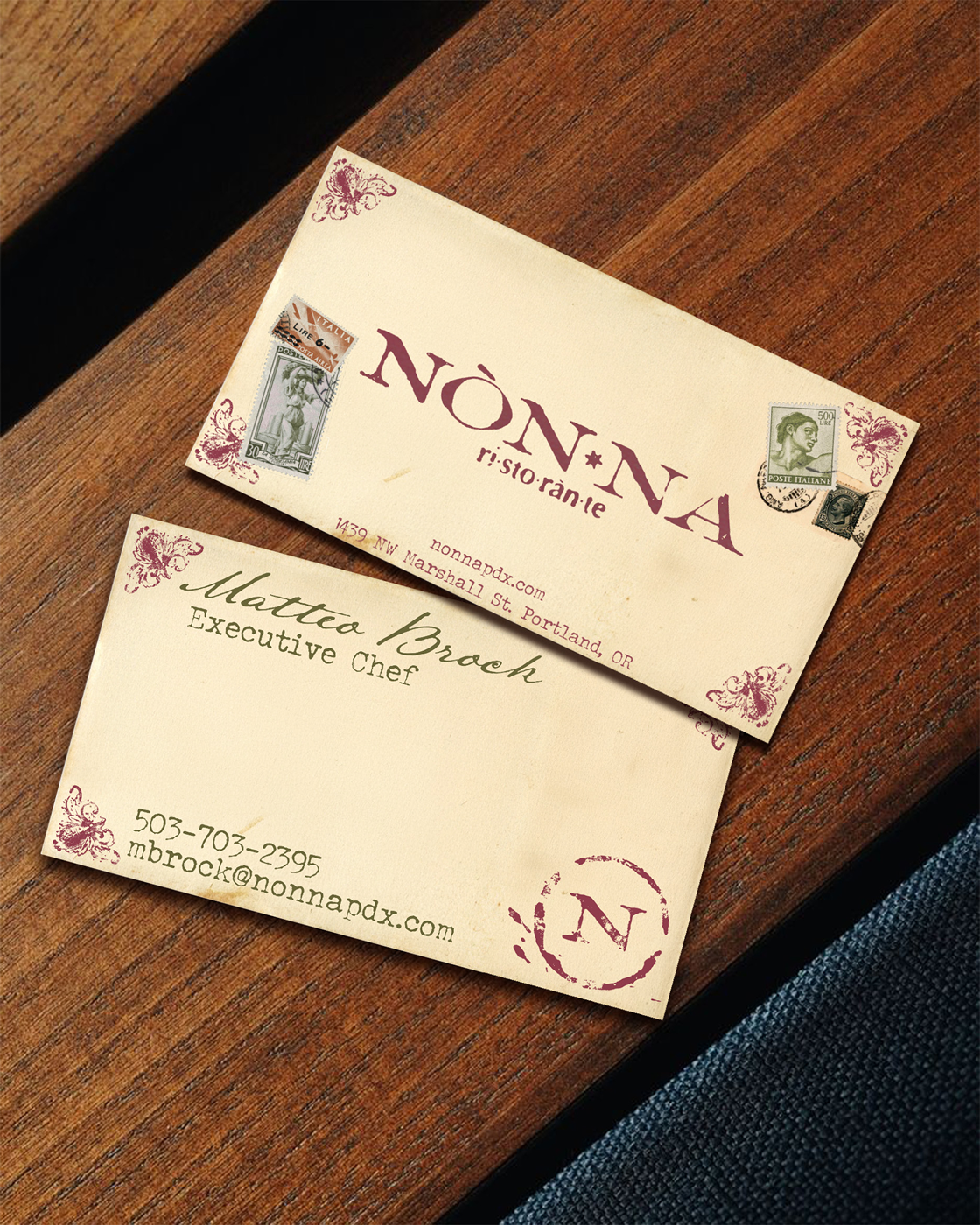 Cards in use — Nòn·na Ristorante