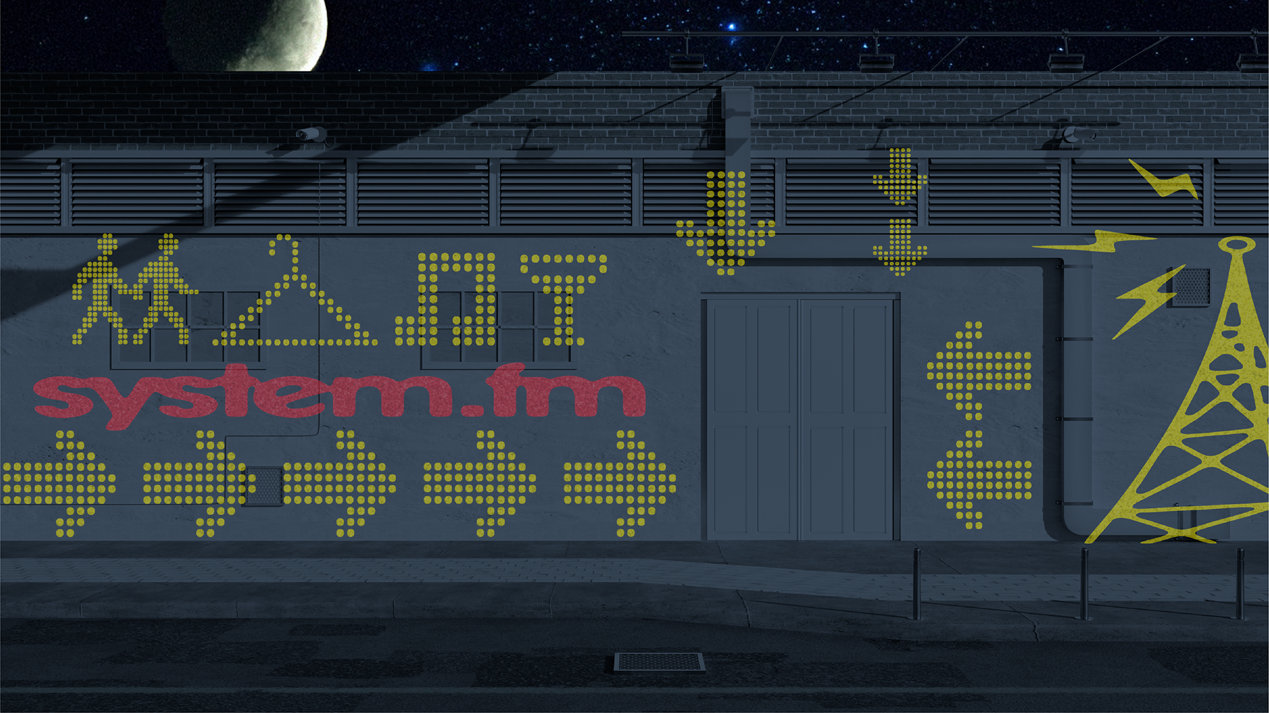 North Warehouse mural — night — system.fm